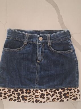 Gymboree Blue Denim Skirt with Leopard Trim